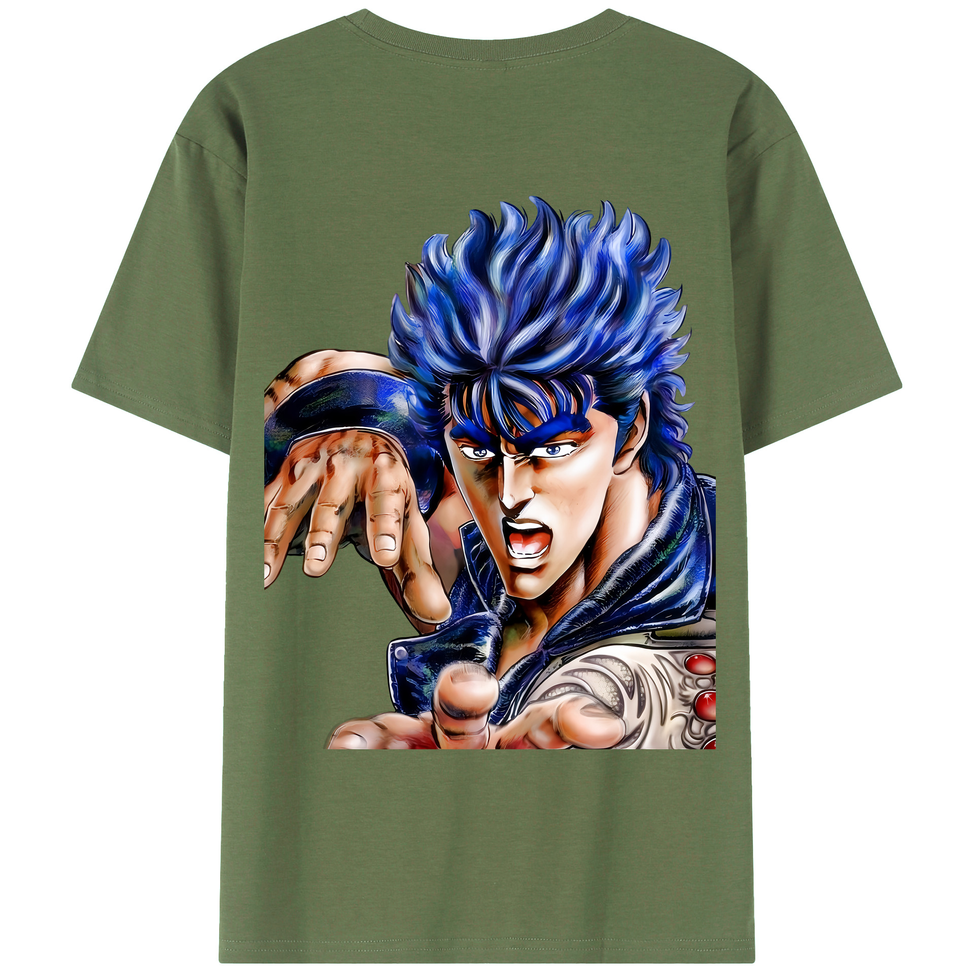 （画像用） 北斗の拳 Fist of the North Star 綿100％ メンズ半袖Tシャツ（バックプリント） 通気性